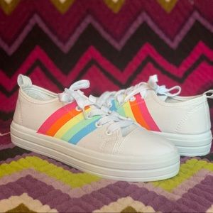 NWOT Rainbow Striped Canvas Sneakers